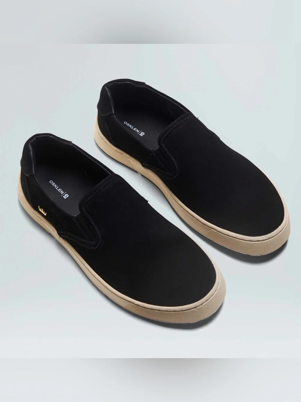 Osklen Black Suede Slip-On Sneakers with Cream Sole